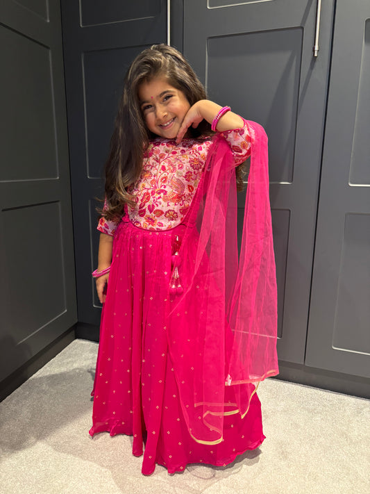 Fuscia Pink Partywear Lengha Set