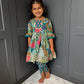 Teal Floral Dhoti Suit