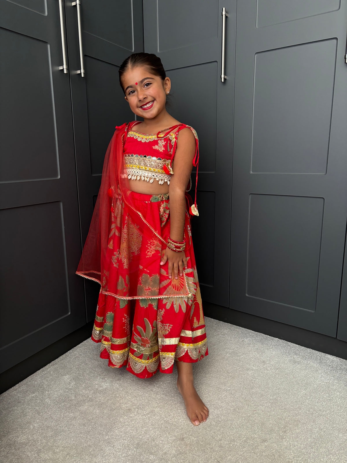 Red Lengha | Girls Navratri Garba Outfit | Indian Kidswear
