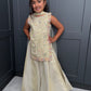 The Golden Muse | Girls Gold Floral Embroidered Palazzo Suit