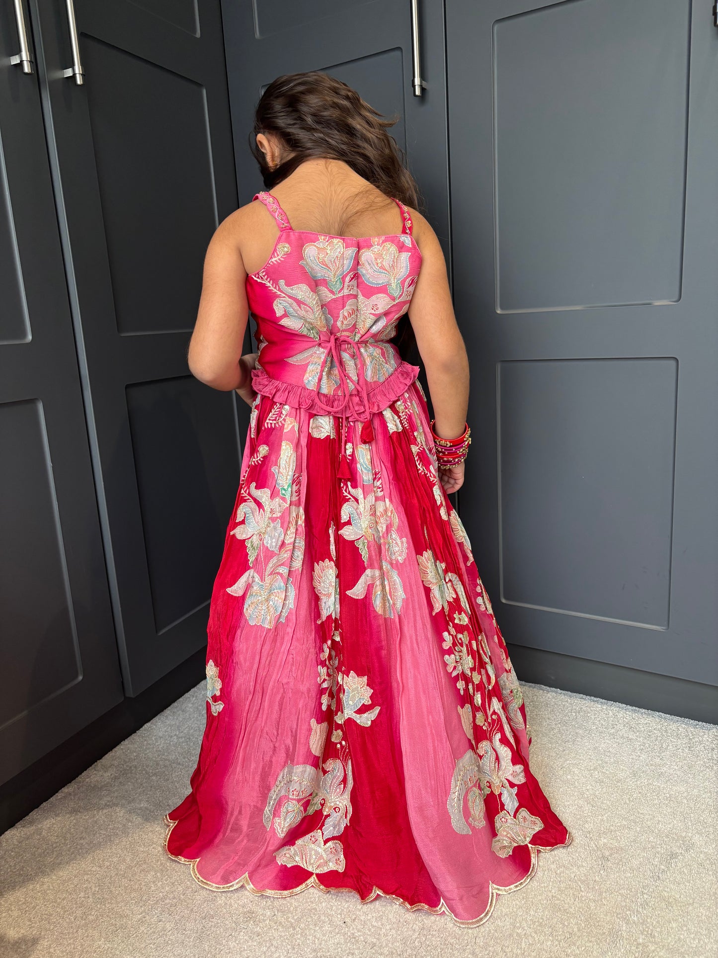 Magenta & Red Lengha Set