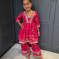 Rani Pink Cotton Palazzo Suit with Gotta Detail & Bandhani Dupatta | Indian Kidswear | Girls Outfits