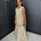 The Golden Muse | Girls Gold Floral Embroidered Palazzo Suit