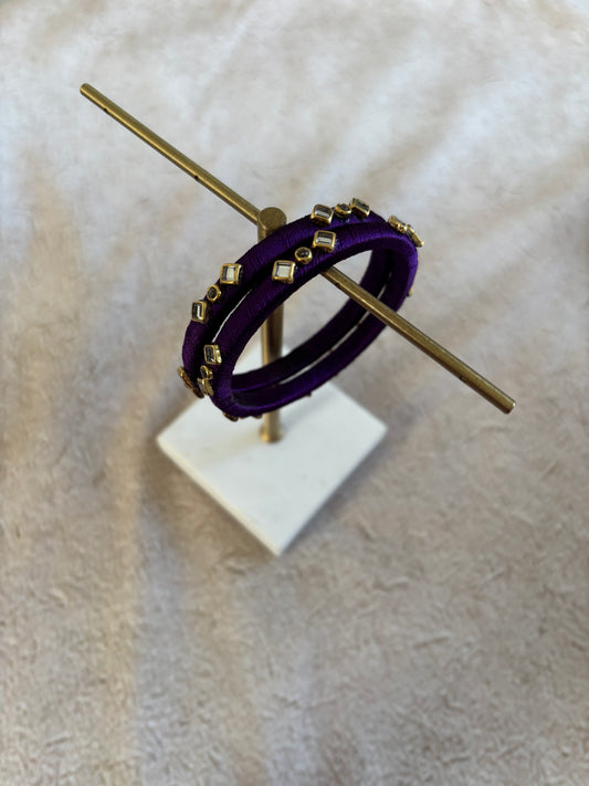 Slim Embellished Bangle (Plum)