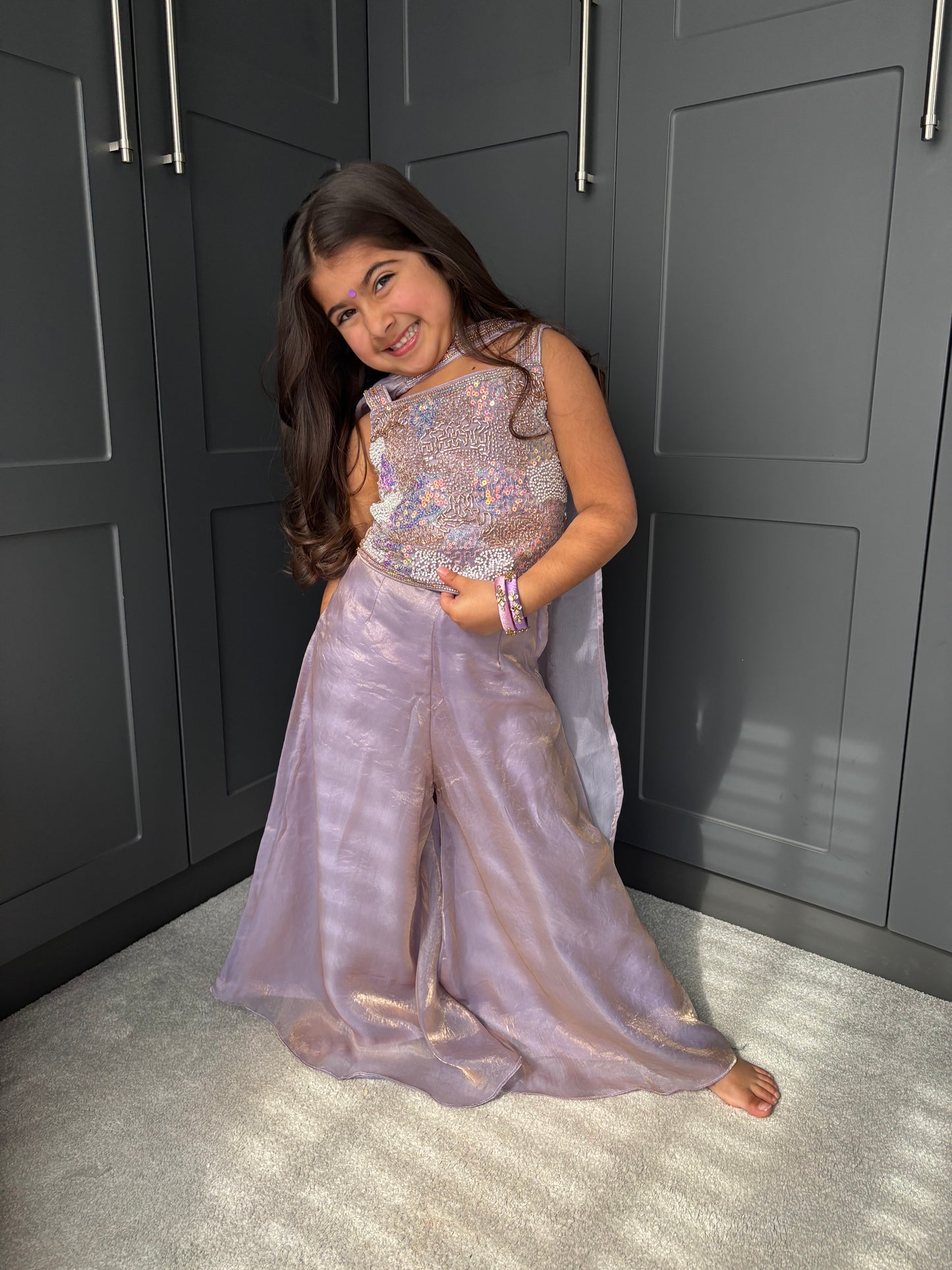 Lilac Embellished Palazzo Suit