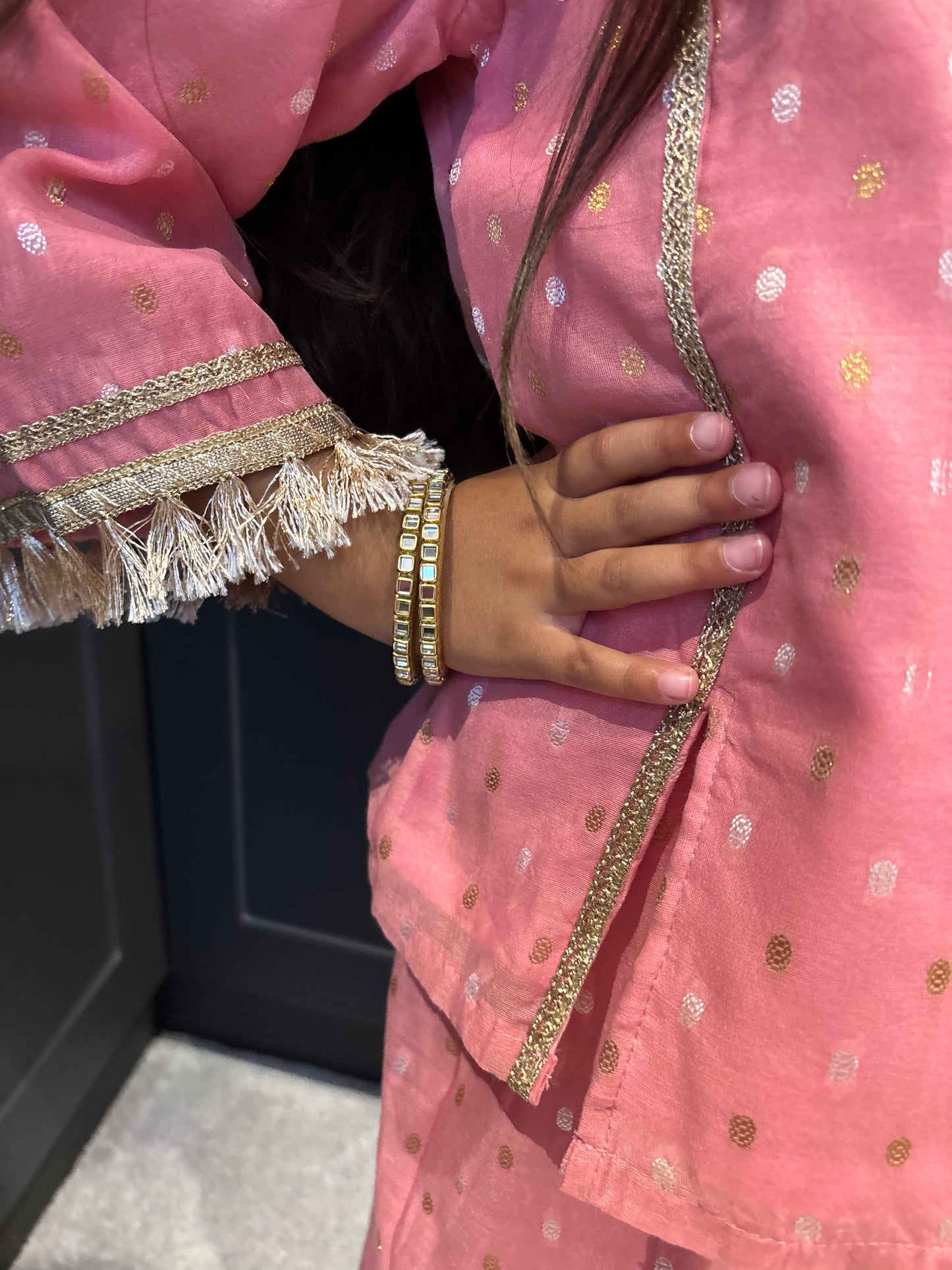 Peachy Pink Golden Tassel Set