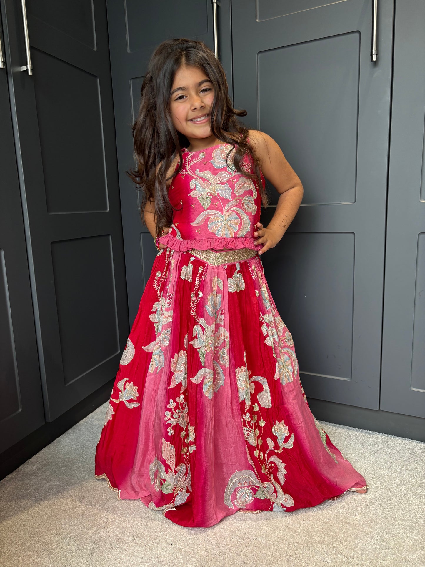 Magenta & Red Lengha Set