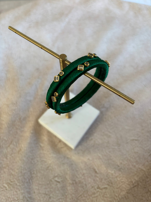 Slim Embellished Bangle (Emerald Green)