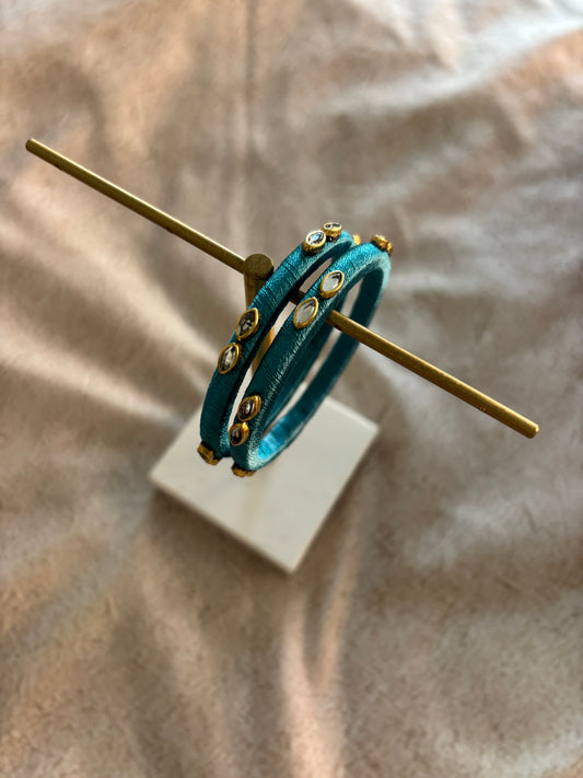 Slim Embellished Bangles (Turquoise)