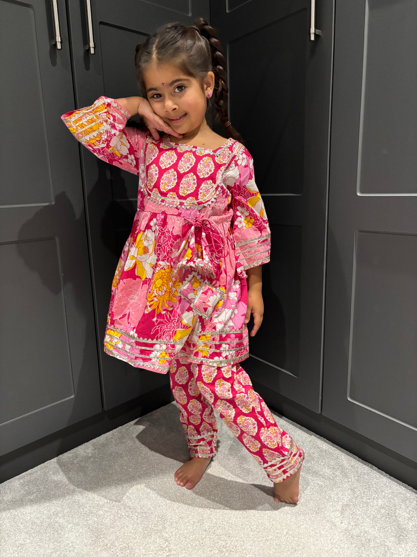 Pink Floral Trouser Suit Set