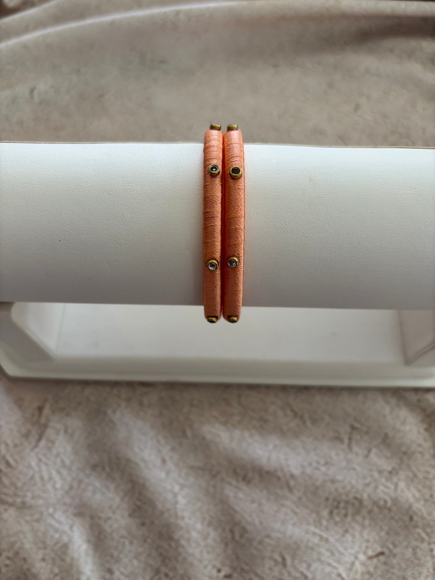 Slim Embellished Bangle (Peach)