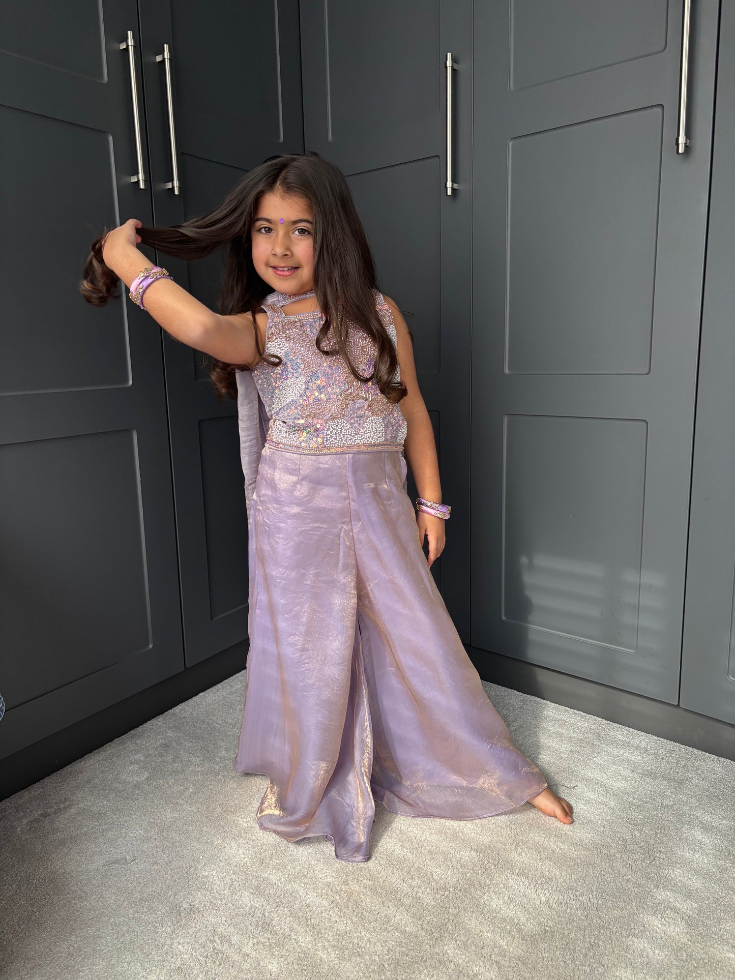 Lilac Embellished Palazzo Suit