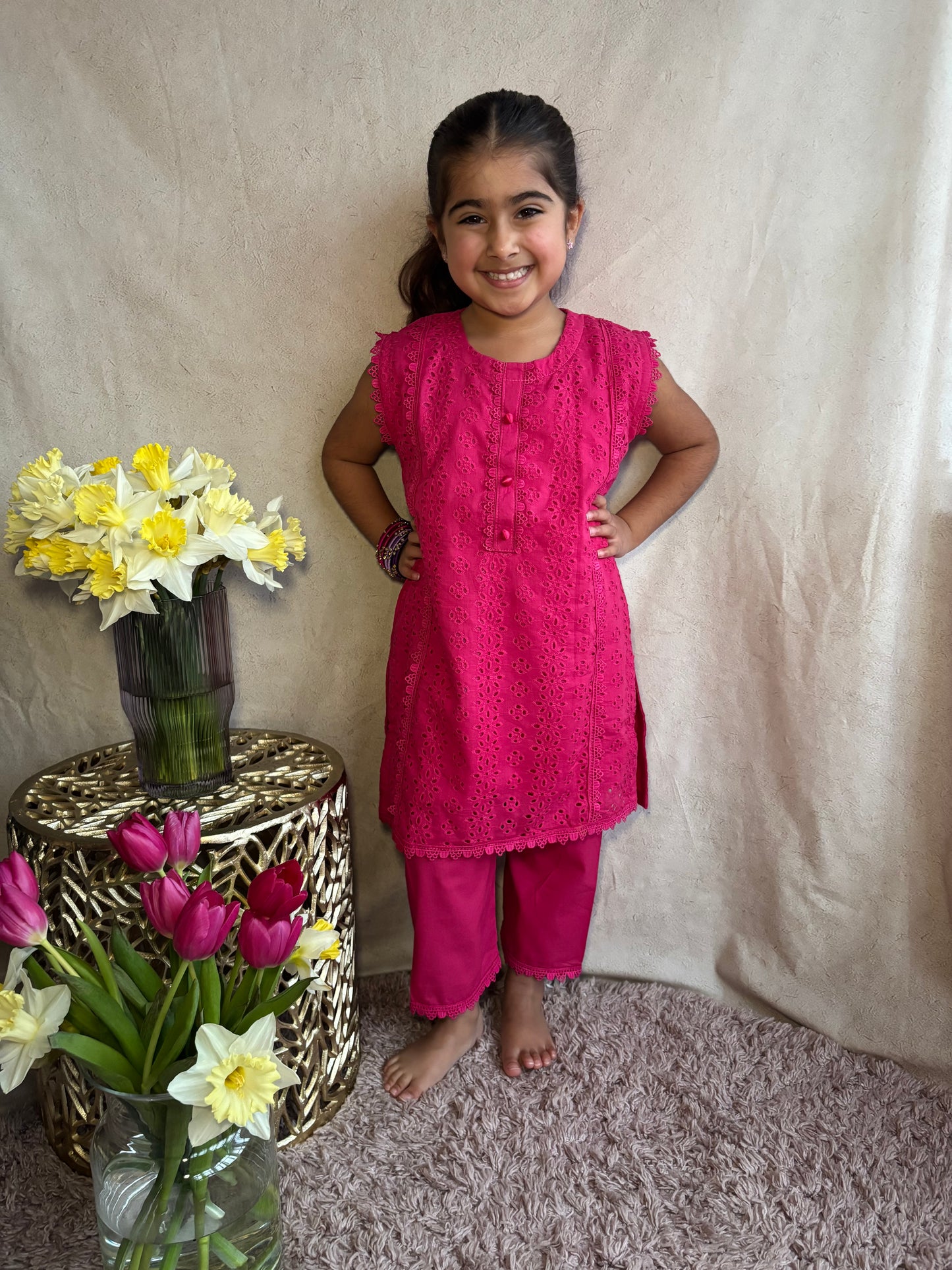 Pink Chikankari Cotton Co-Ord