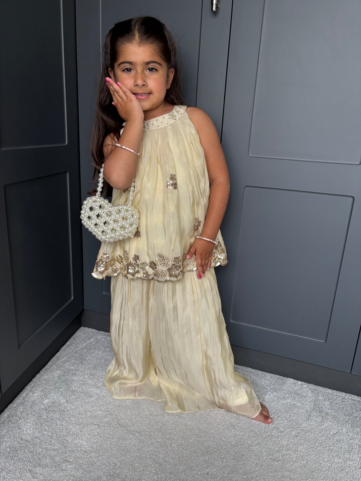 Cream & Gold Palazzo Suit