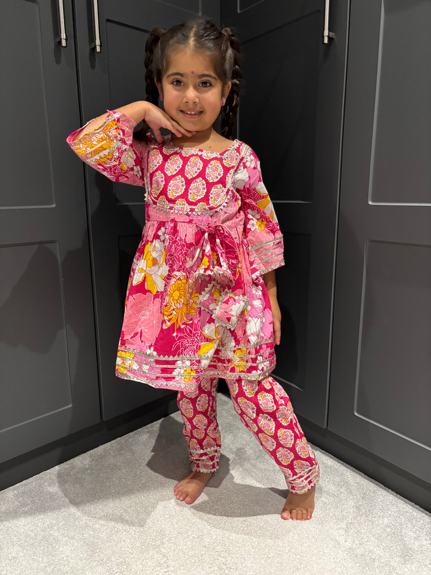 Pink Floral Trouser Suit Set