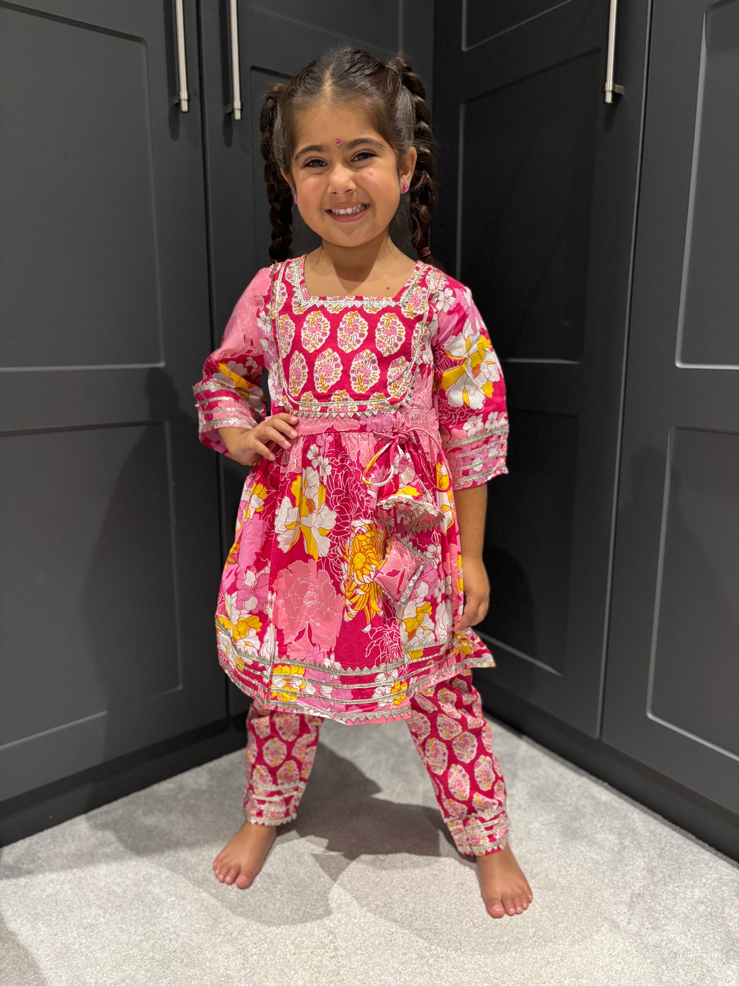 Pink Floral Trouser Suit Set