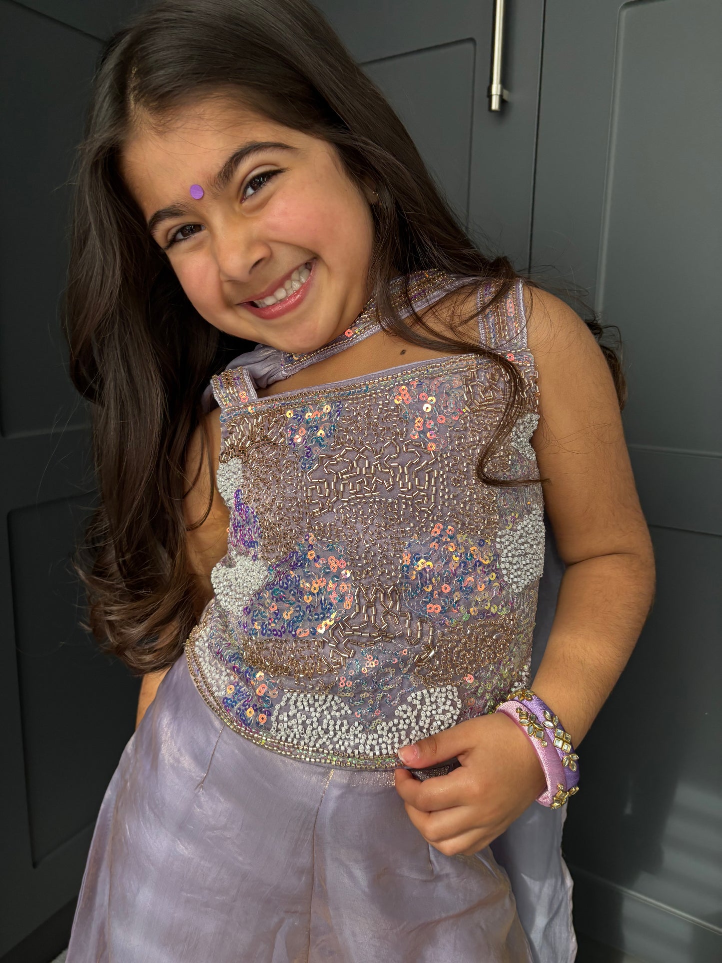 Lilac Embellished Palazzo Suit