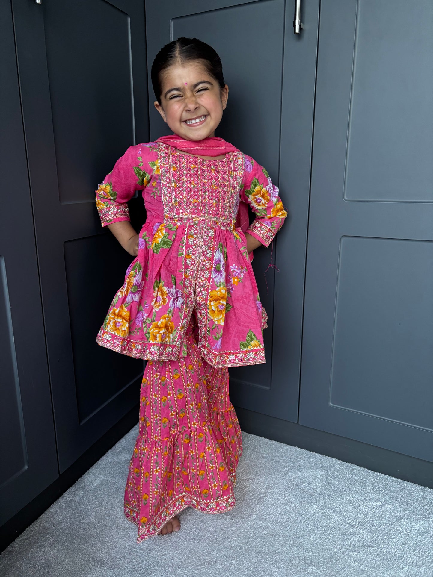 Pink Mirror Work Sharara