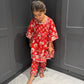 Red Floral Trouser Suit Set
