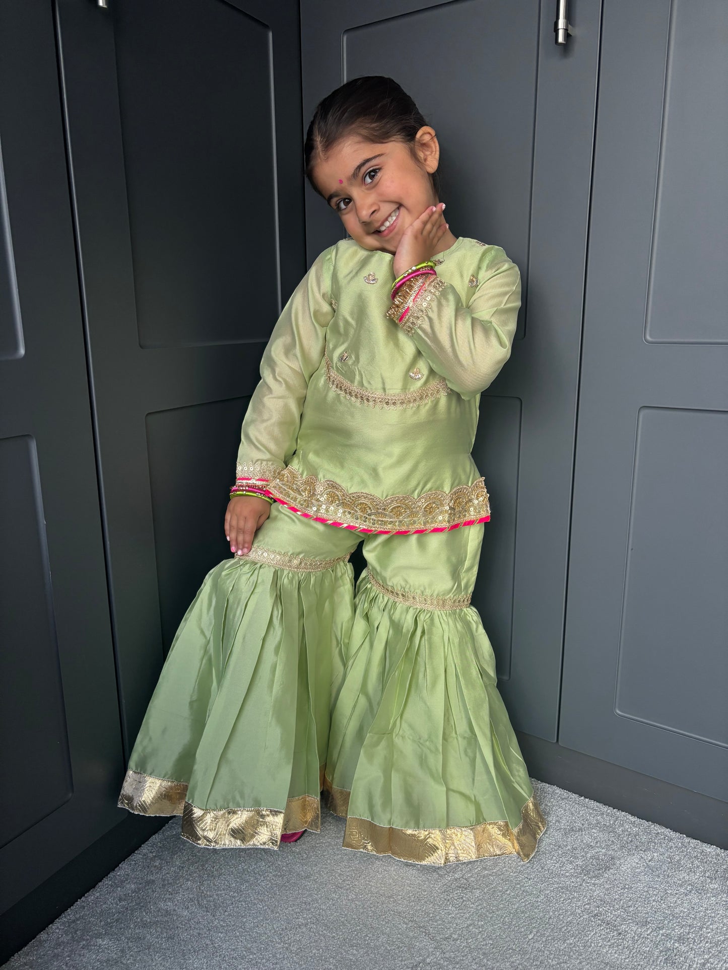 Formal Mint Green Sharara Set