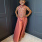 Coral Floral Pearl Palazzo Suit