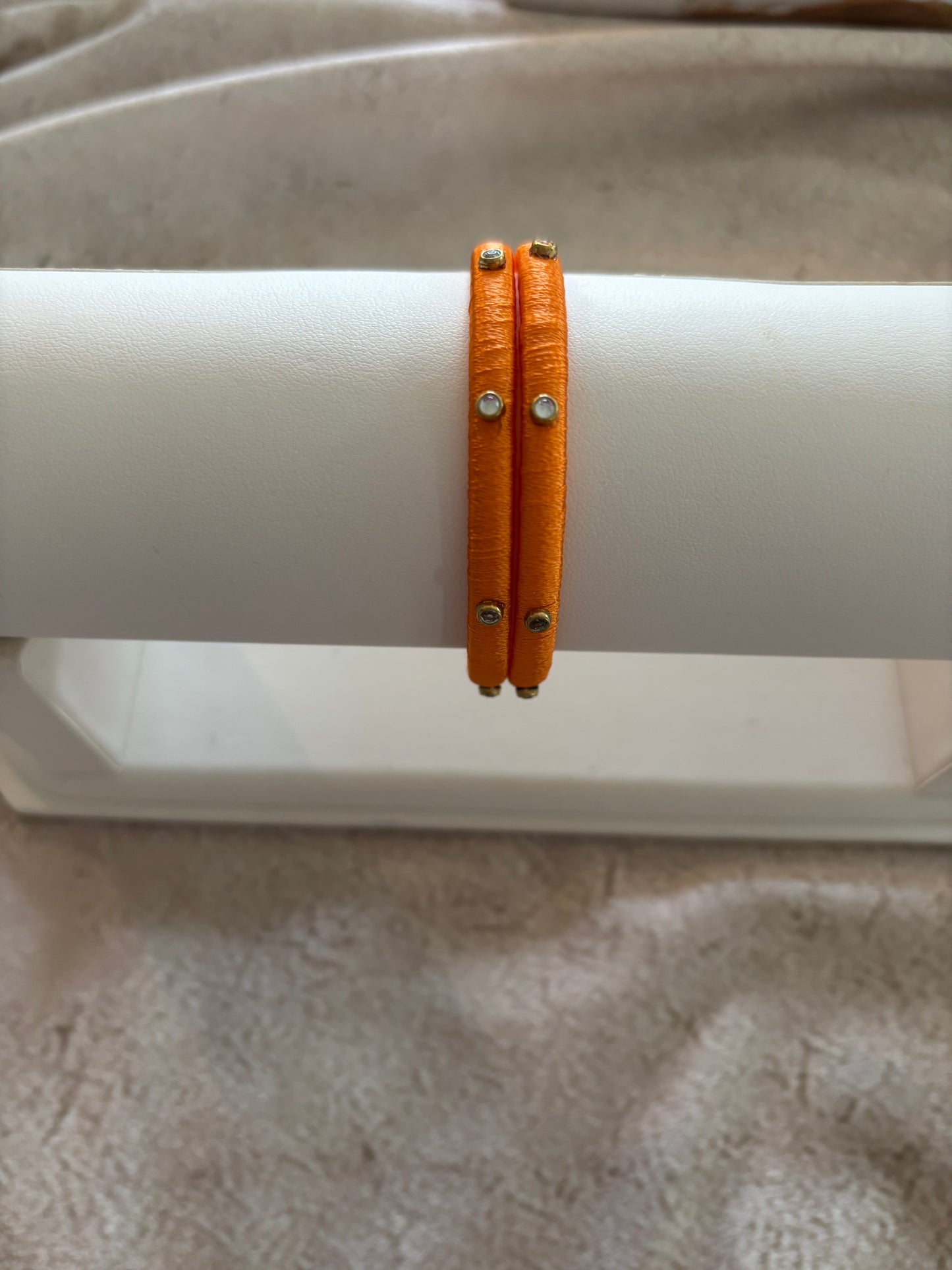 Slim Embellished Bangle (Orange)