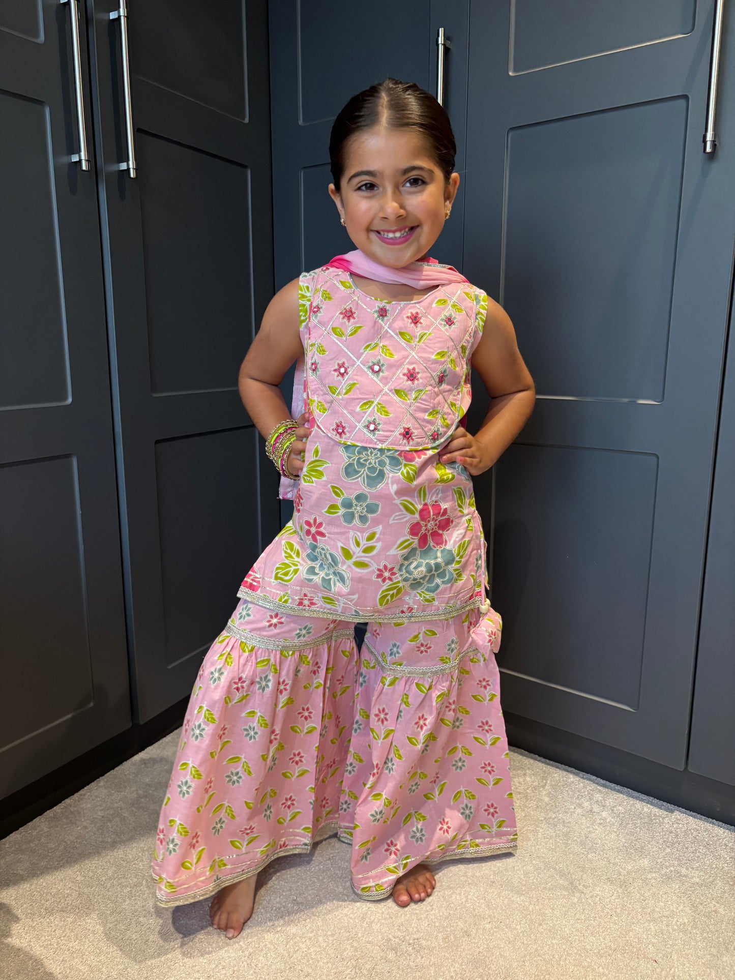 Pink Garden Party Sharara Suit