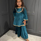 Teal Velvet Sharara Suit