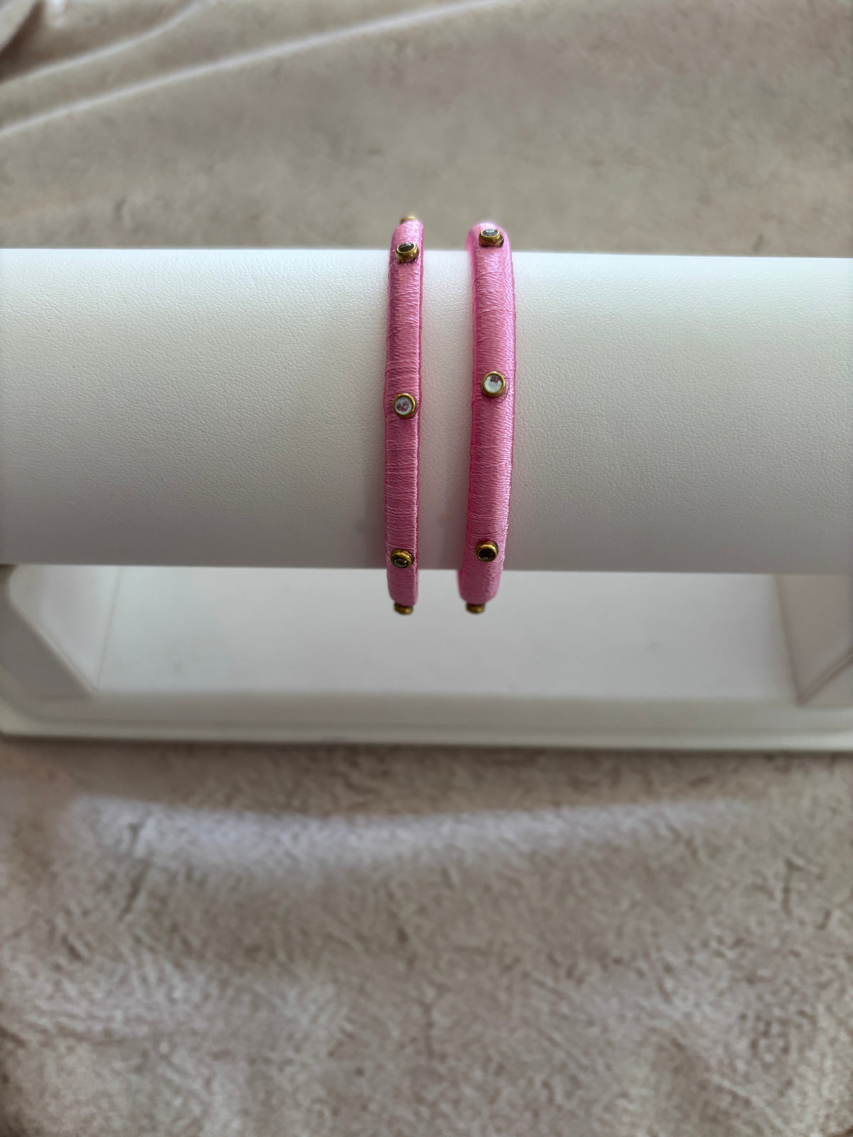 Slim Embellished Bangle (Baby Pink)
