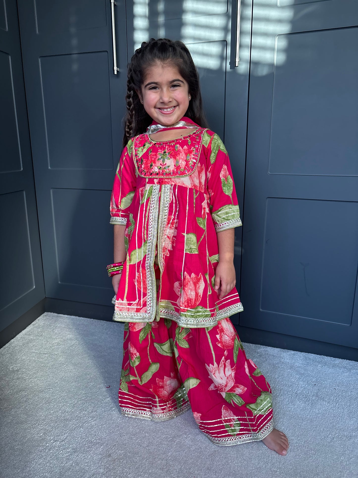 Rani Pink Floral Sharara Suit