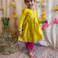 Yellow/Magenta Dhoti Suit