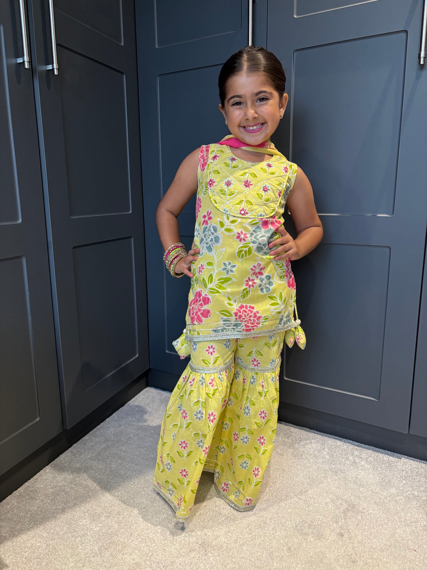 Lime Garden Party Sharara Suit