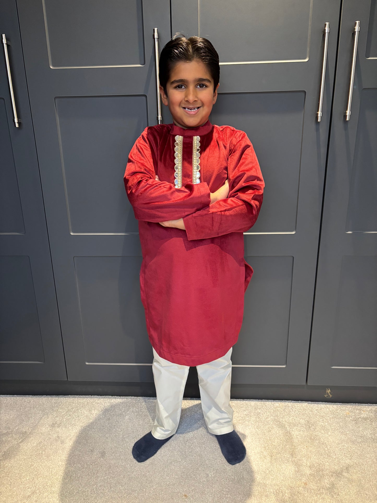 Boys Red Kurta Pyjama