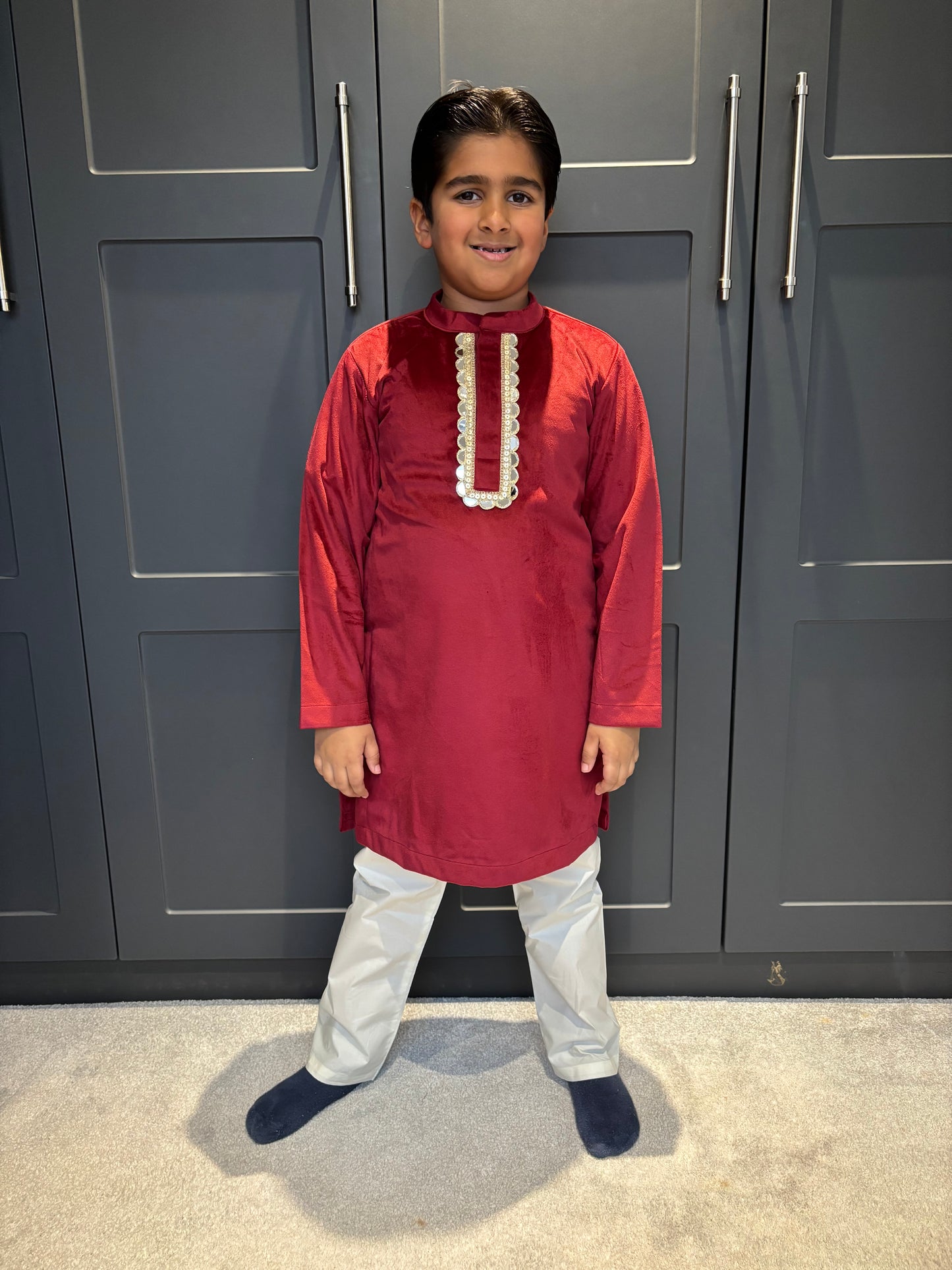 Boys Red Kurta Pyjama