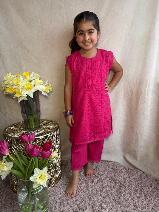 Pink Chikankari Cotton Co-Ord