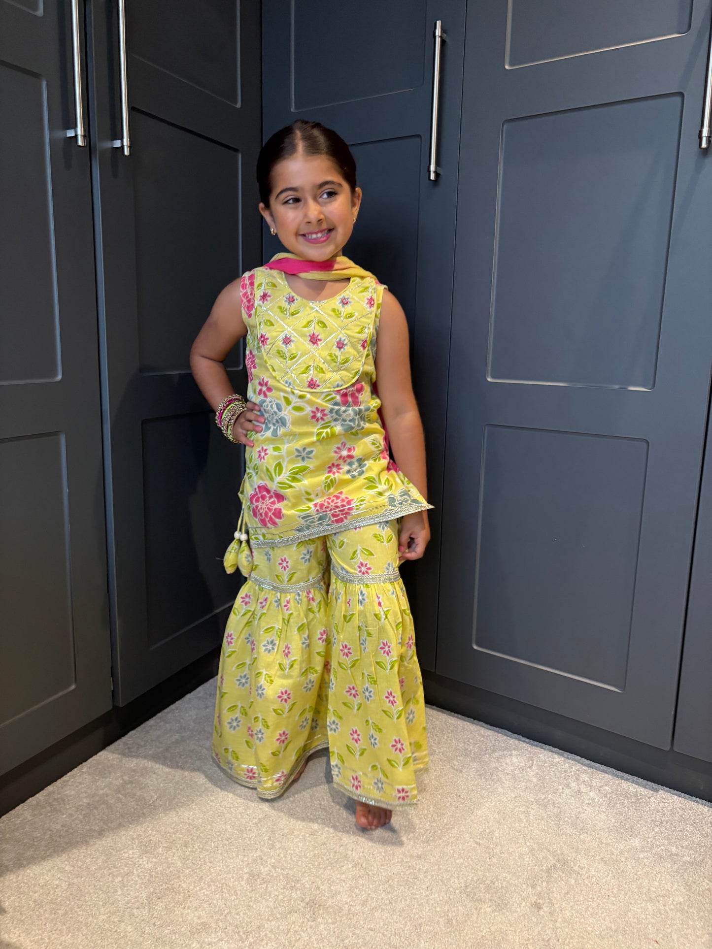 Lime Garden Party Sharara Suit