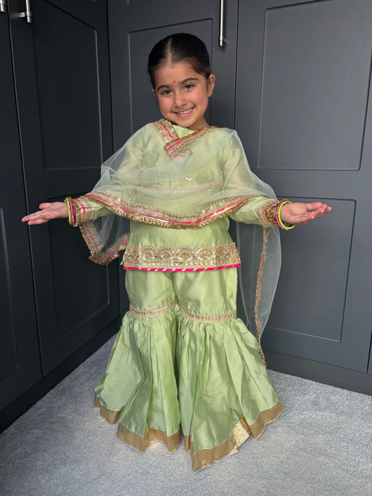 Formal Mint Green Sharara Set