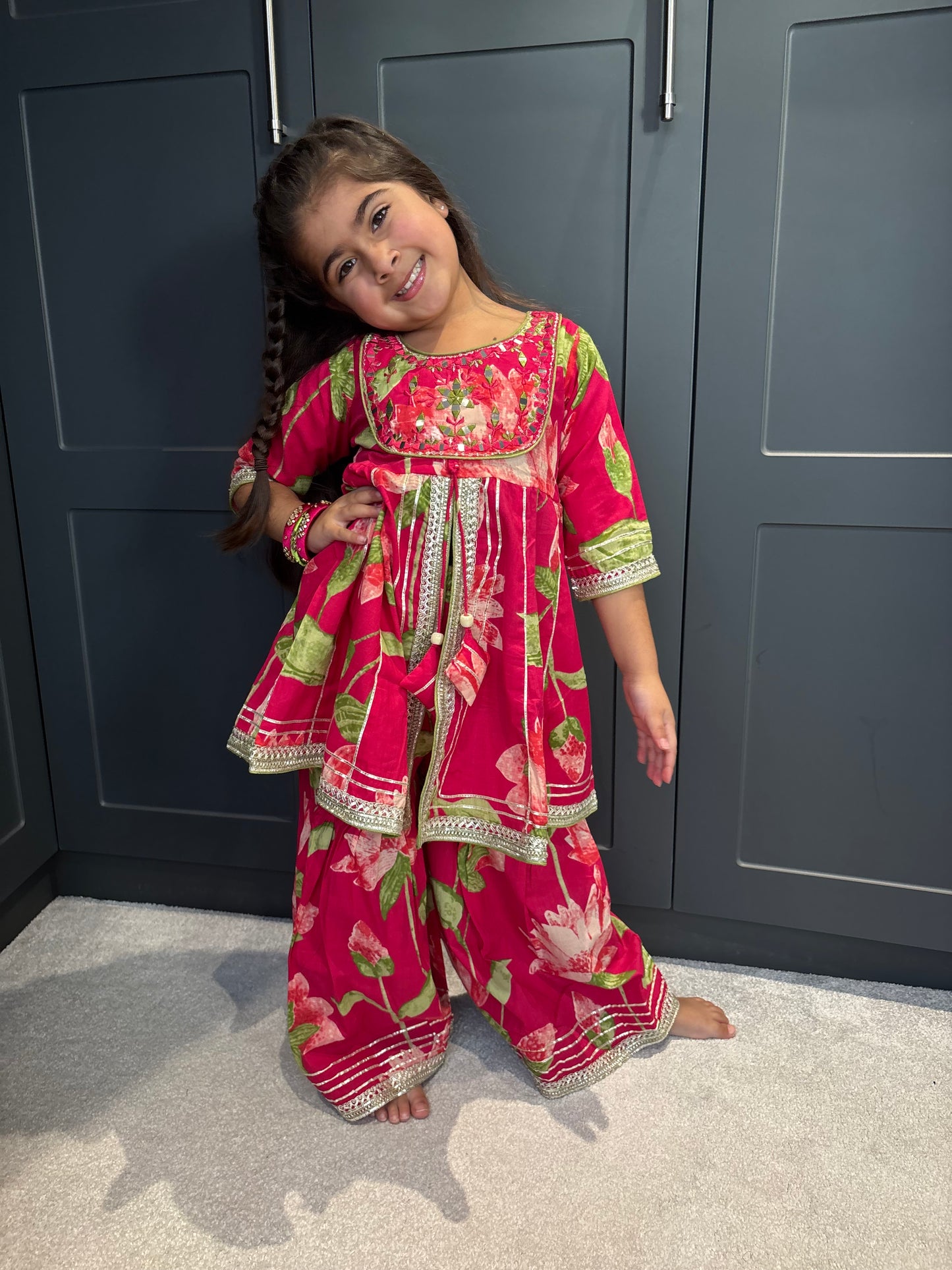 Rani Pink Floral Sharara Suit