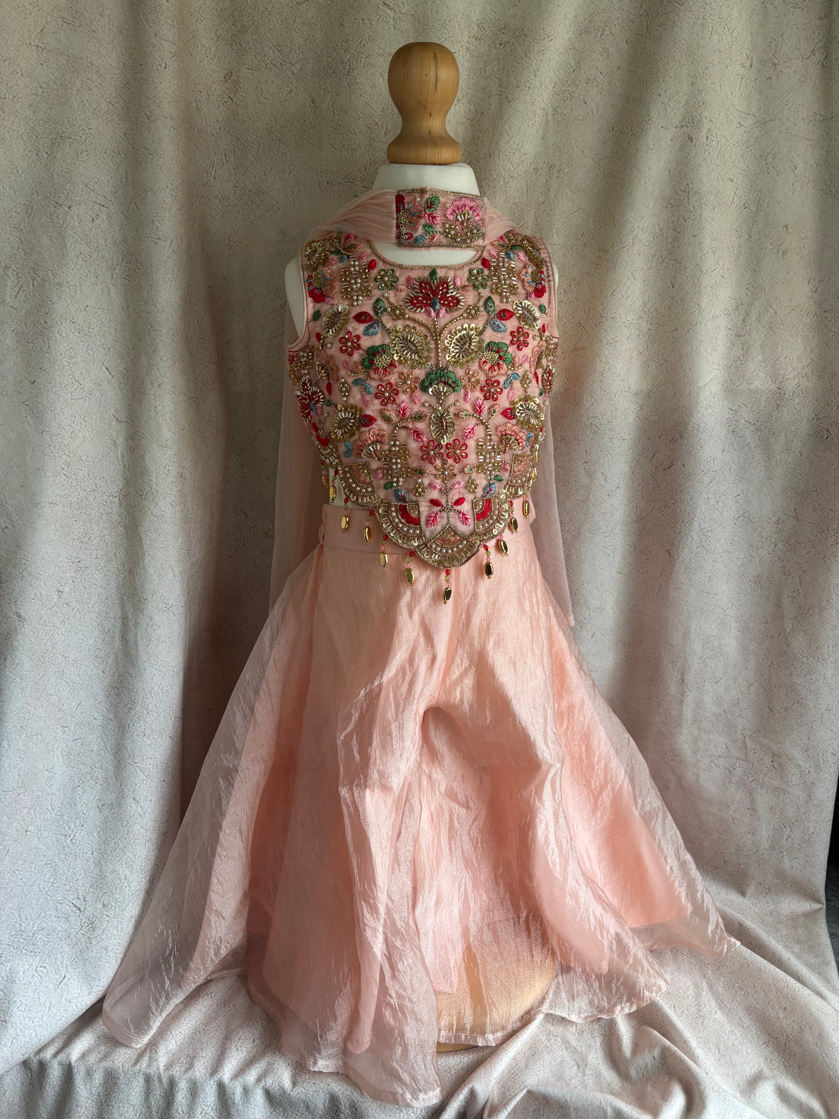 Peach Floral Pearl Palazzo Suit
