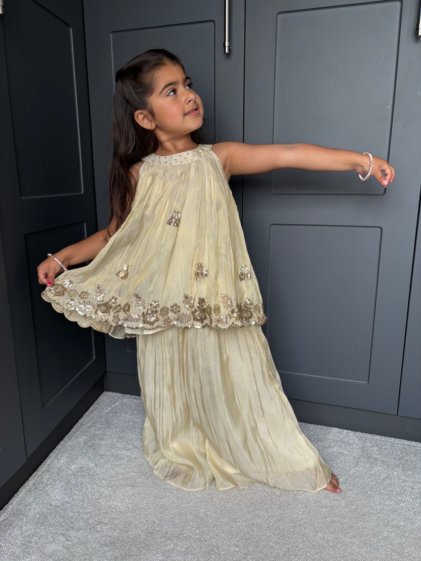 Cream & Gold Palazzo Suit