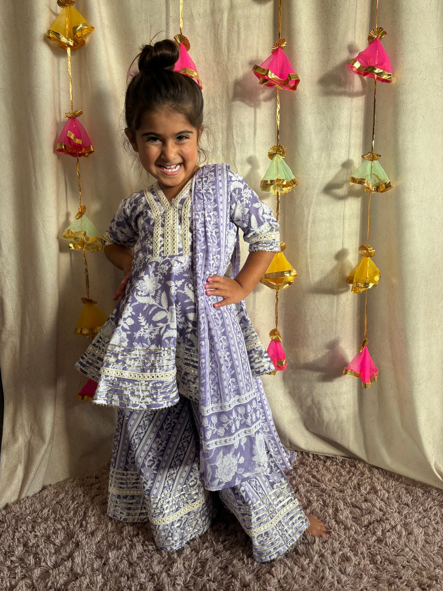 Lilac Mirrors Gharara Suit