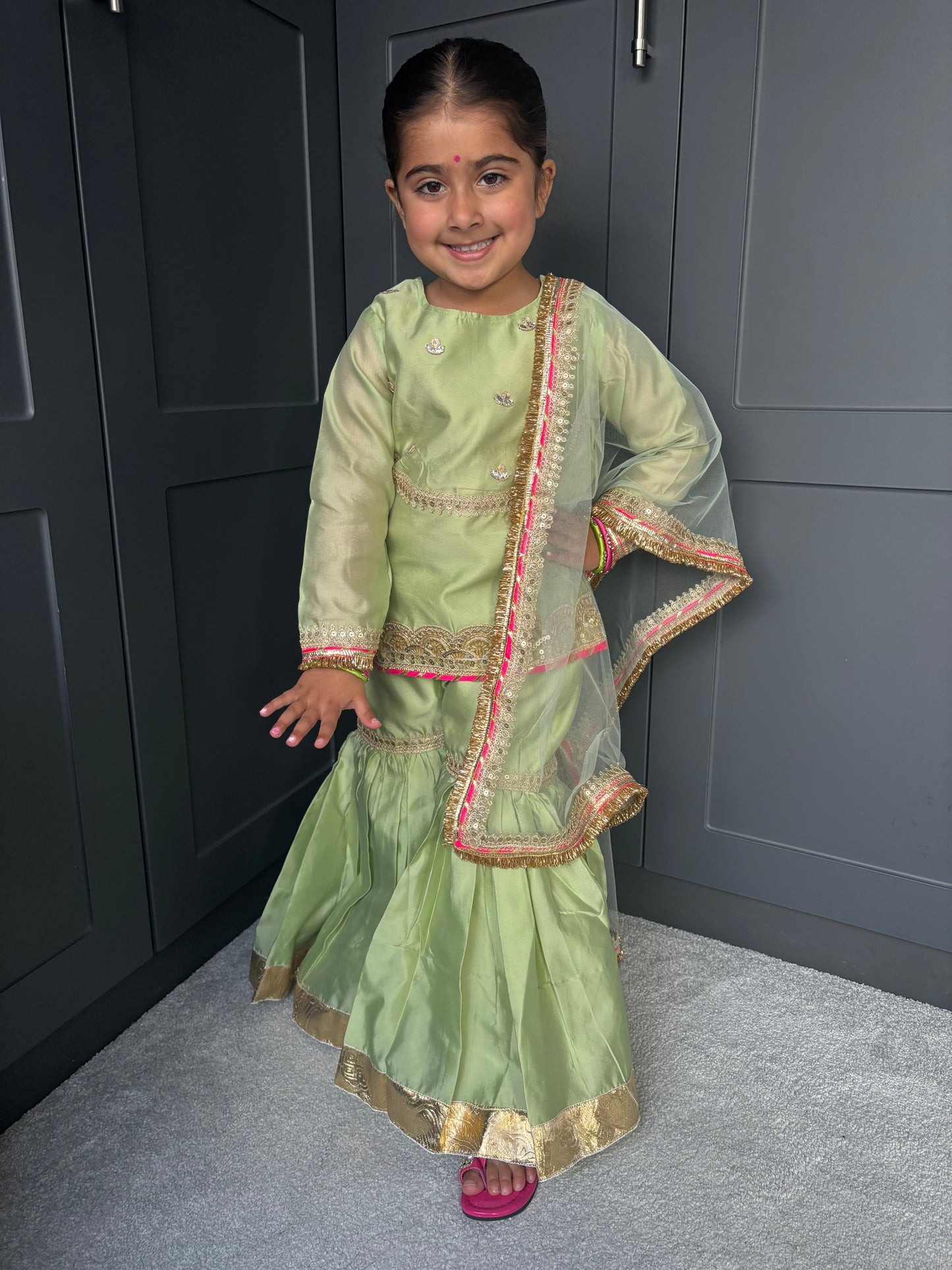 Formal Mint Green Sharara Set