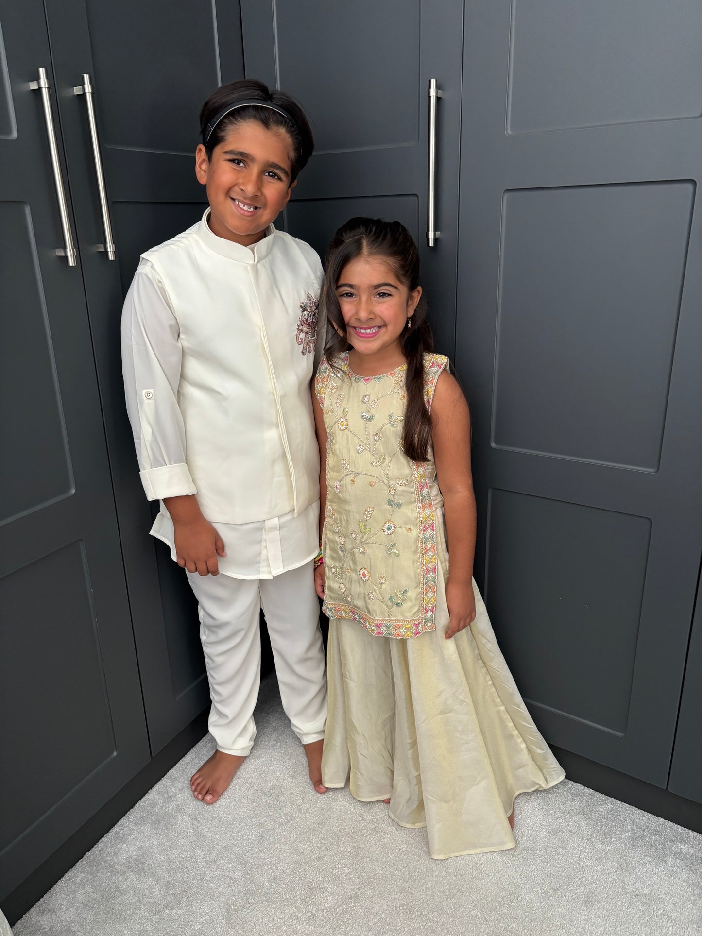 Boys Ivory Embroidered Nehru Jacket