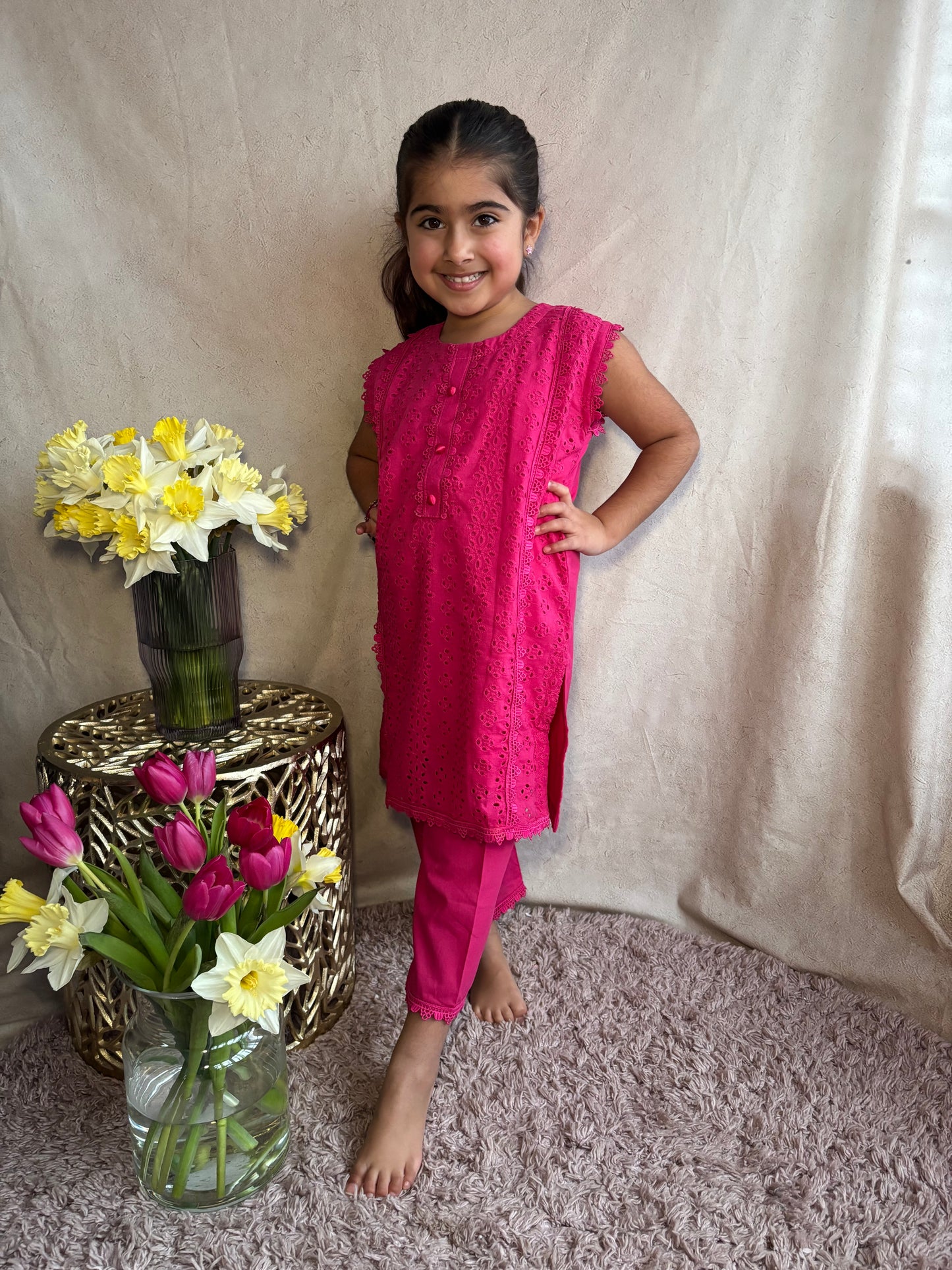 Pink Chikankari Cotton Co-Ord