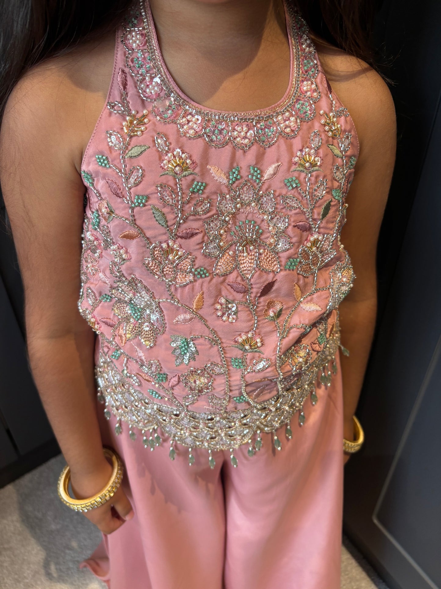 Blush Pink Embroidered Palazzo Suit