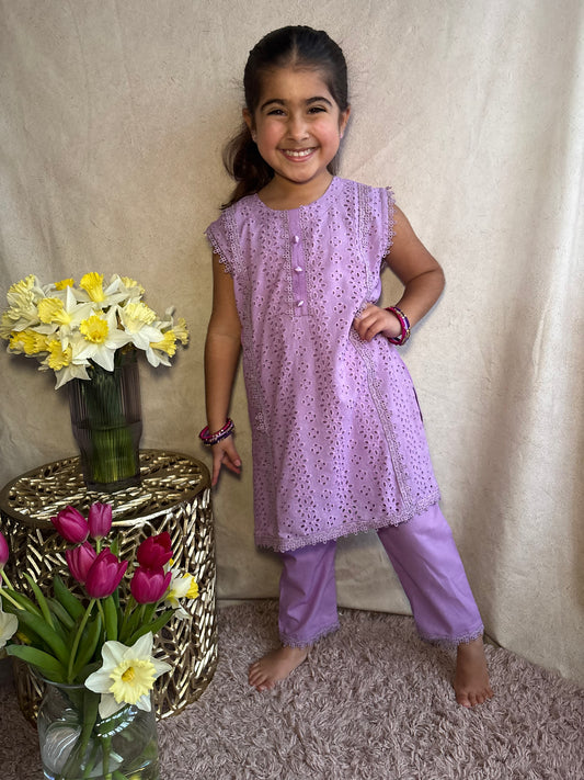 Lilac Chikankari Co-Ord