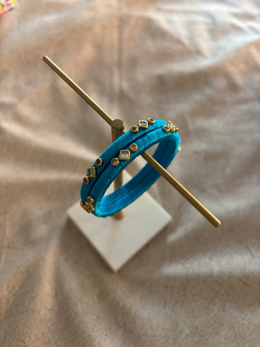Slim Embellished Bangle (Aqua)