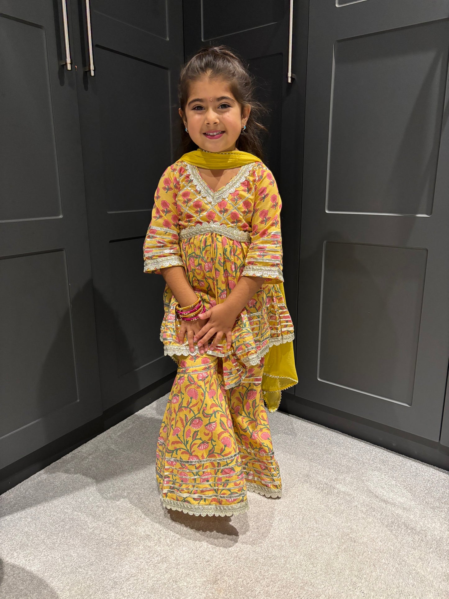 Yellow & Pink Sharara Suit Set