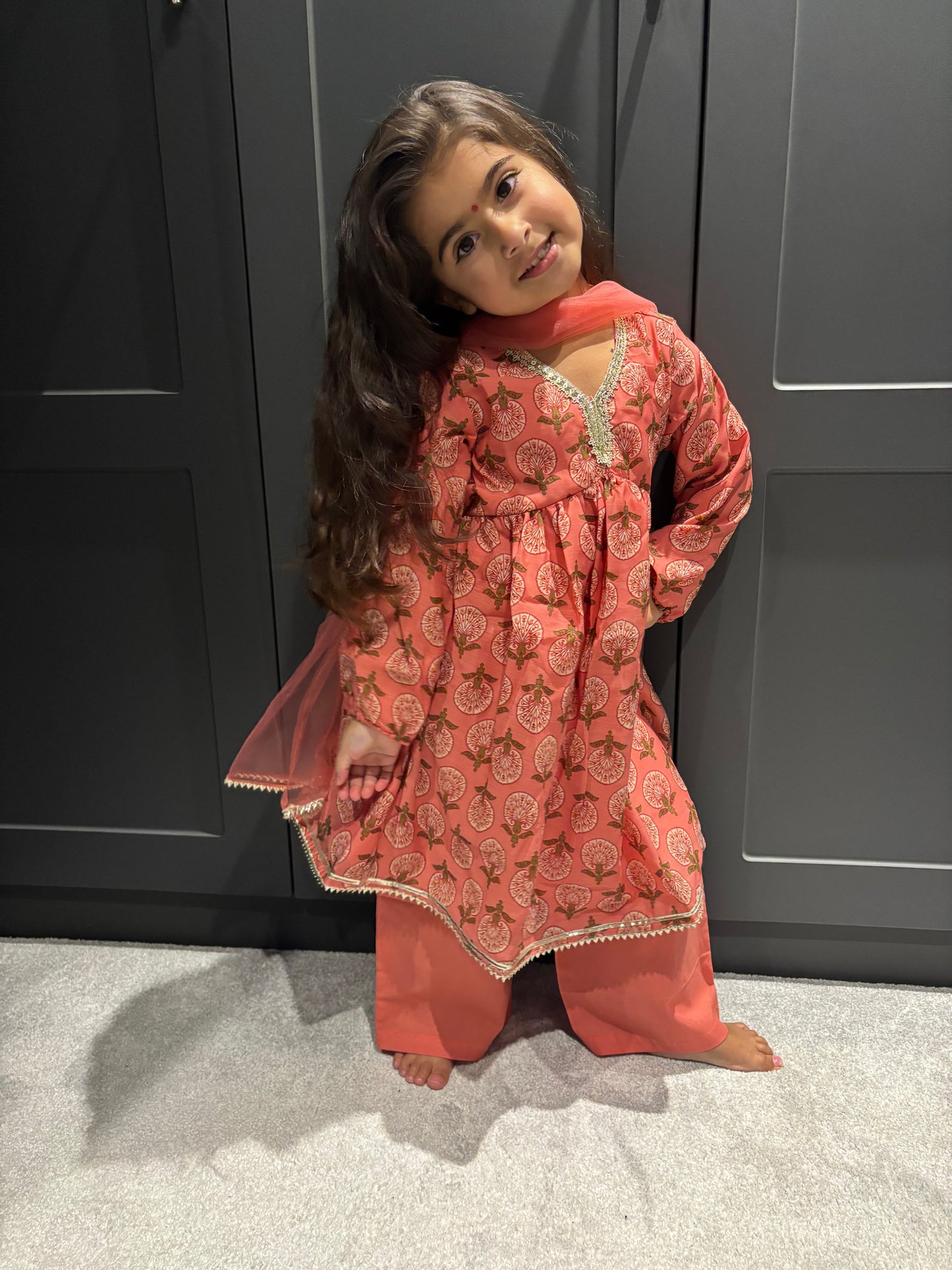 Peach Anarkali & Pallazo