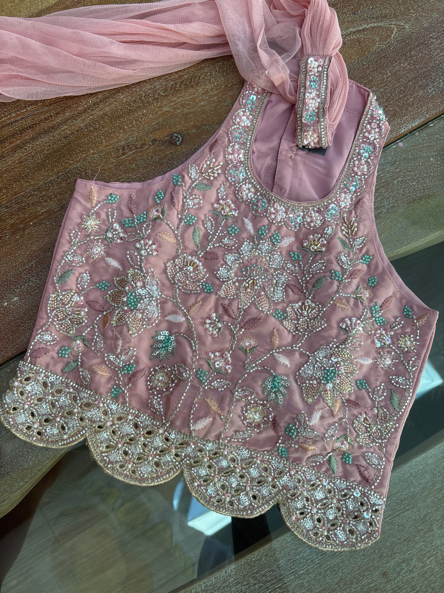 Blush Pink Embroidered Palazzo Suit
